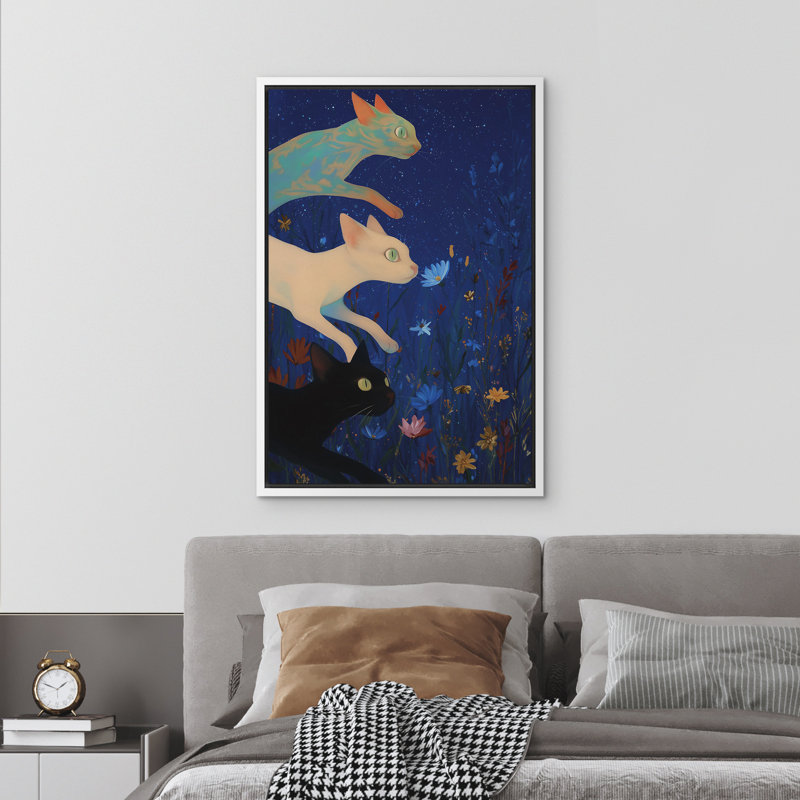 Reproduction d'art sur toile encadrée - animaux abstraits pour le décor du salon, H 24 po x l 16 po, Blanc
