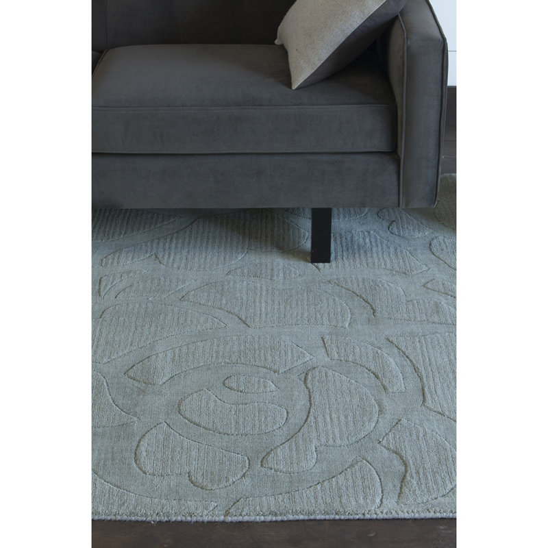 Worcester Hand-Tufted Wool Blue High Low Floral Modern Area Rug, Rectangle 5' x 7', Blue
