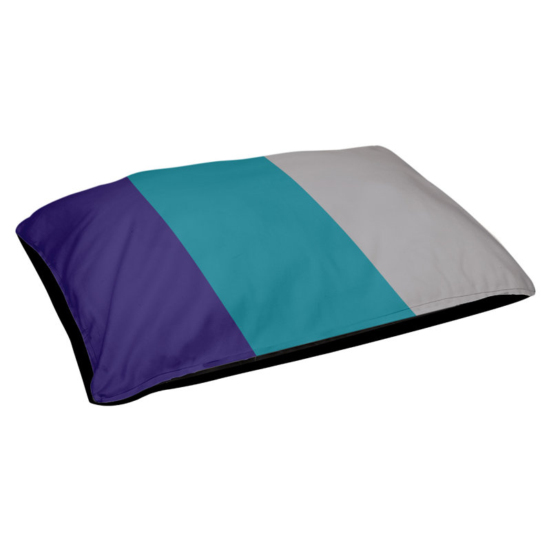 Coussin rectangulaire designer Seattle, Grand (L 40 po x l 50 po), Mauve foncé / bleu sarcelle / gris
