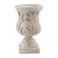 Pot à fleurs en magnésium 10,2 x 10,2 x 16,9 po avec finition blanc antique et détails sculptés