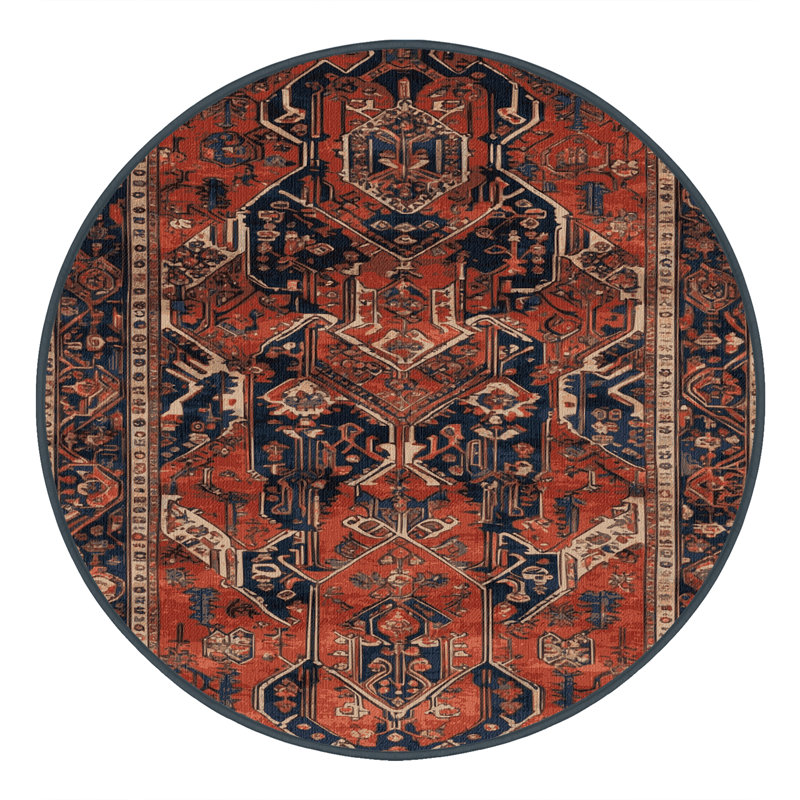 Tapis brun lavable à la machine, Rond 4 pi