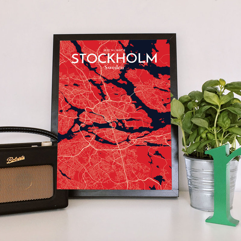 Stockholm City Map - No Frame Print, 43.2cm H x 27.9cm W x 0.13cm D