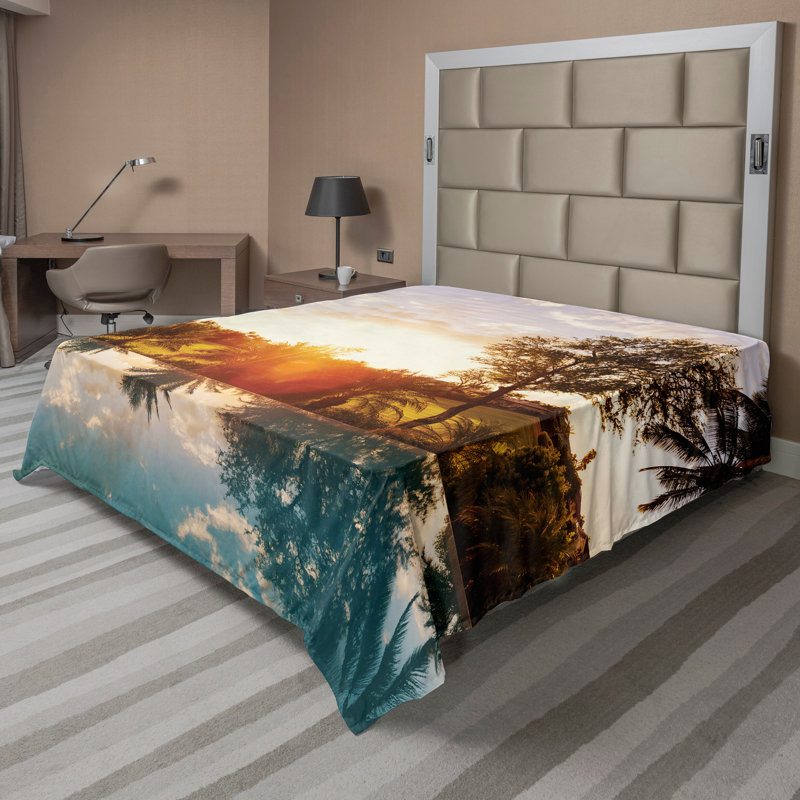 Drap-housse Ambesonne Hawaii, Drap plat pour très grand lit californien