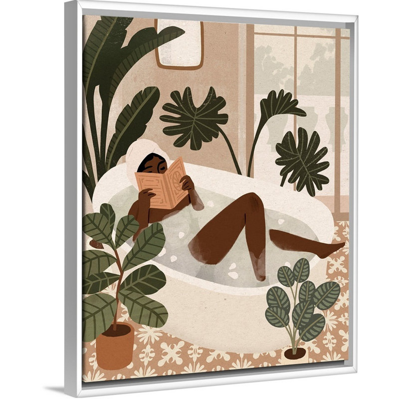 Home Spa I par Victoria Barnes - reproduction d'art, H 16 po x l 13 po x P 1,75 po, Toile blanche encadrée