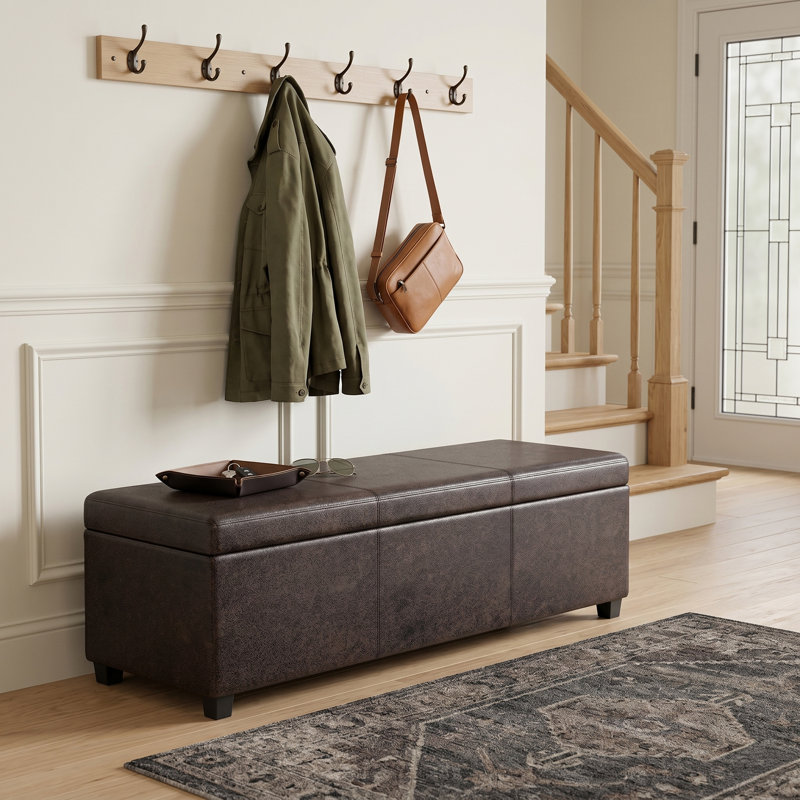 Banc de rangement avec repose-pieds avec rangement caché Avalon, Brun délavé