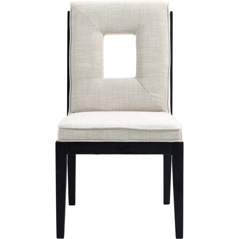 Chaise d'appoint Flore, Tissu crème texturé en lin, Noir
