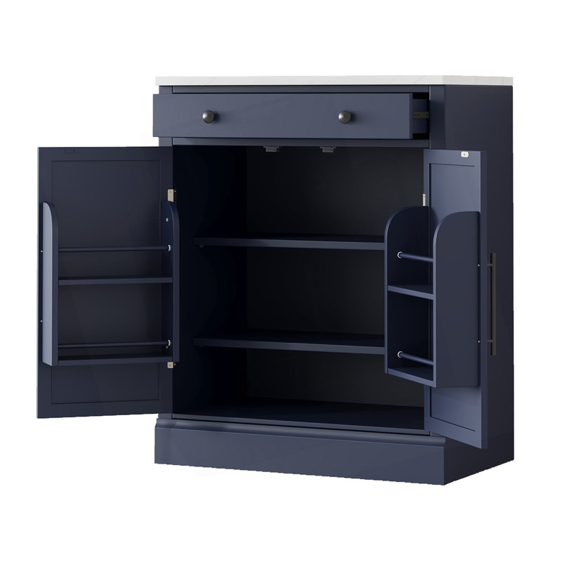 Buffet armoire de bar avec tiroir, garde-manger autoportant moderne, armoire d'appoint avec tablettes réglables, Noir
