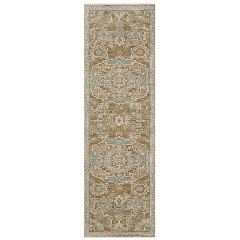Graicyn Bohemian Medallion Brown/ Teal Area Rug, Runner 2'3" x 7'9"