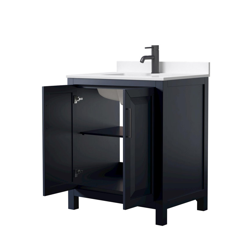 Daria 30'' W Vanity, Matte Black, Blue, White Quartz