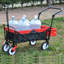 Chariot utilitaire d'extérieur pliable avec porte-gobelets et poignées réglables (robuste, noir / rouge)