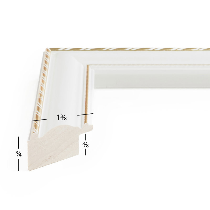 Jonia White/Gold Solid Wood Picture Frame - Set of 4 with Mat, 10" x 12" Matted to 8" x 10"