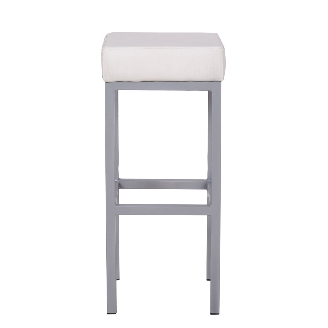 Lamboro White Cube Faux Leather Fixed Leg Kitchen & Breakfast Bar Stool - Image 3