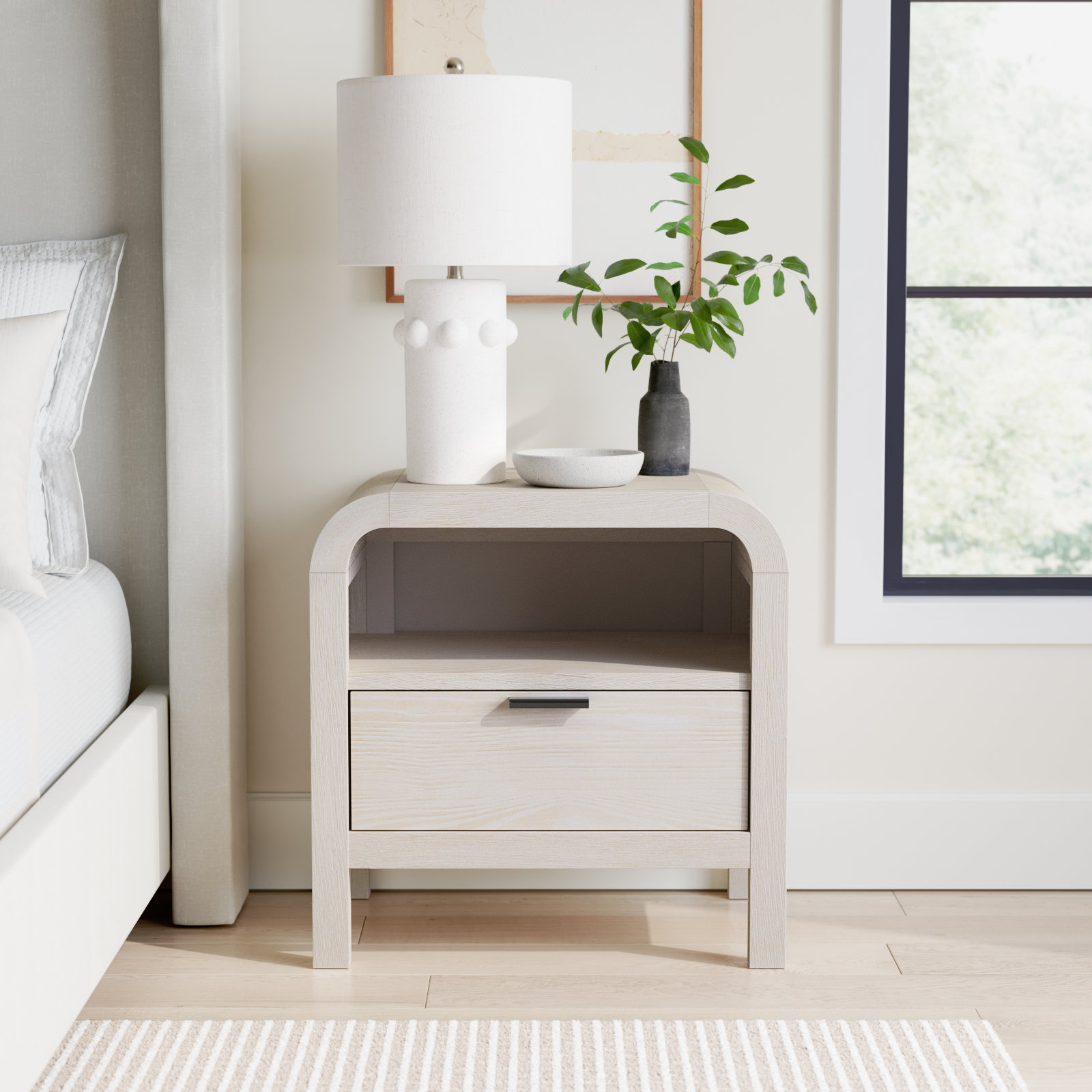 Essie 1 - Drawer Nightstand in White, White
