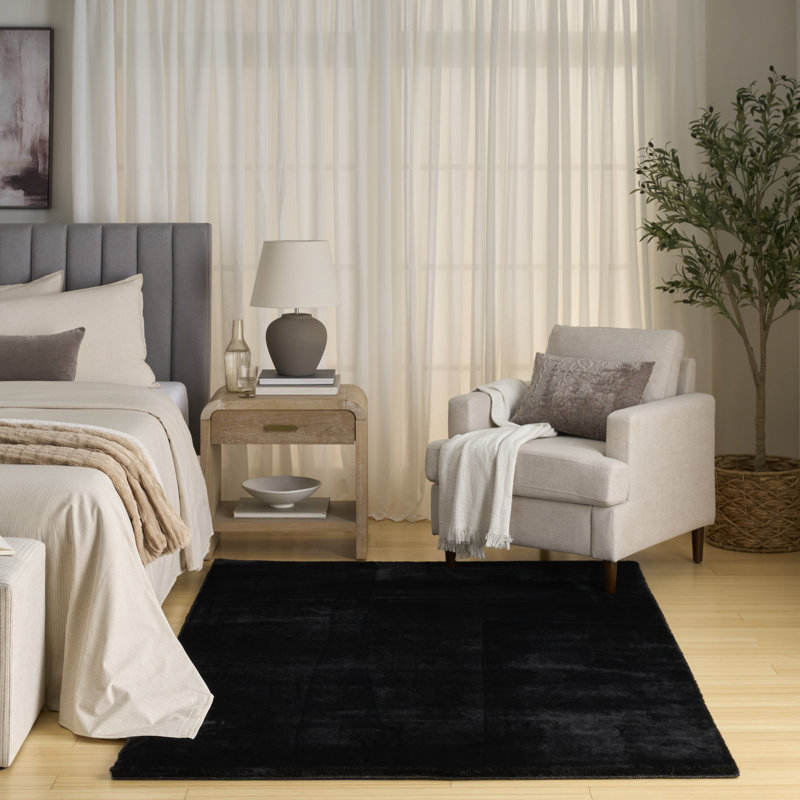 Tapis noir contemporain Maselli 5 pi x 7 pi, Rectangle 7 pi 6 po x 9 pi 6 po