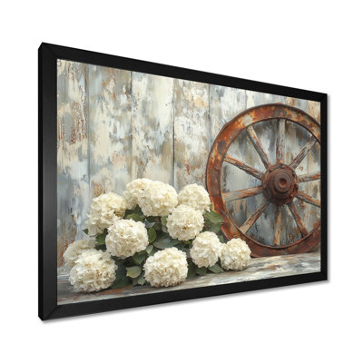 Drequan hortensia par la roue de chariot - art mural hortensia