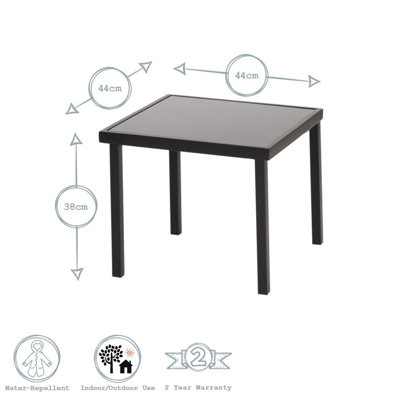 Harbour Housewares - Sussex Garden Side Table - Metal Outdoor Patio Furniture - 44 x 44cm, Black
