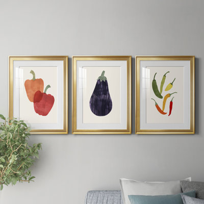 Organic Veg VII - ensemble de 3 peintures encadrées