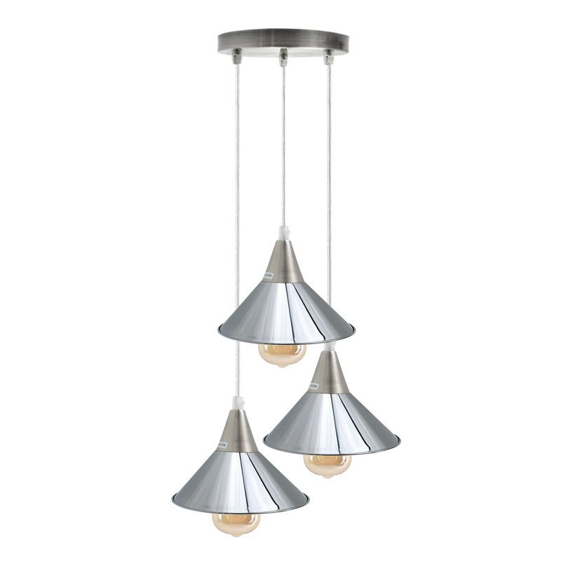 Rosenthal 3-Light Cluster Cone Pendant, Chrome