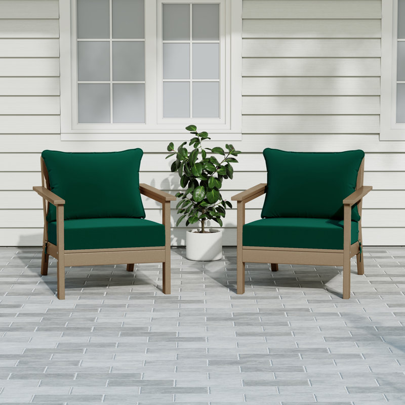 Chaise profonde avec coussins (ensemble de 2), Green, Marron clair