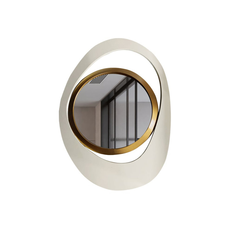 Iron Framed Wall Accent Mirror in Gold/White