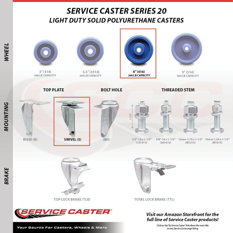 Solid Polyurethane Swivel Caster