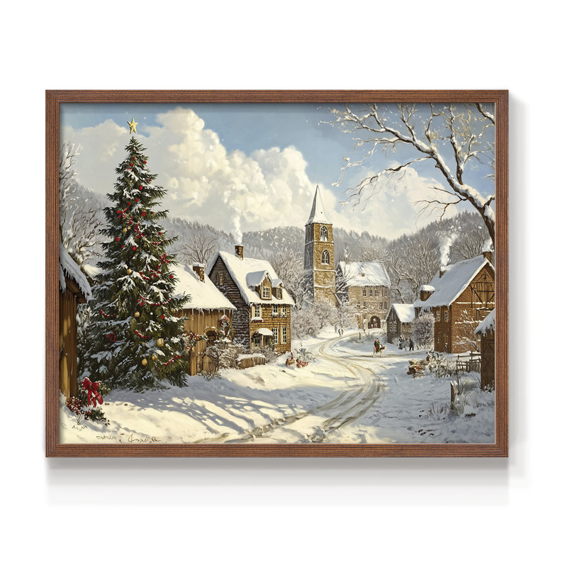 Art de Noël - CCII - Reproduction encadrée - Restickable, H 16 po x l 20 po, Noyer