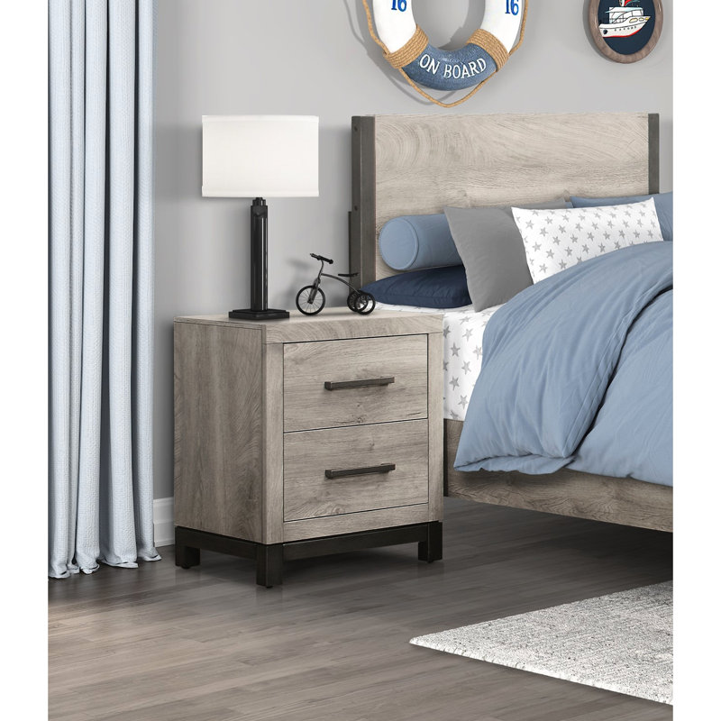 Table de chevet gris avec 2 tiroirs attrayants Anamda