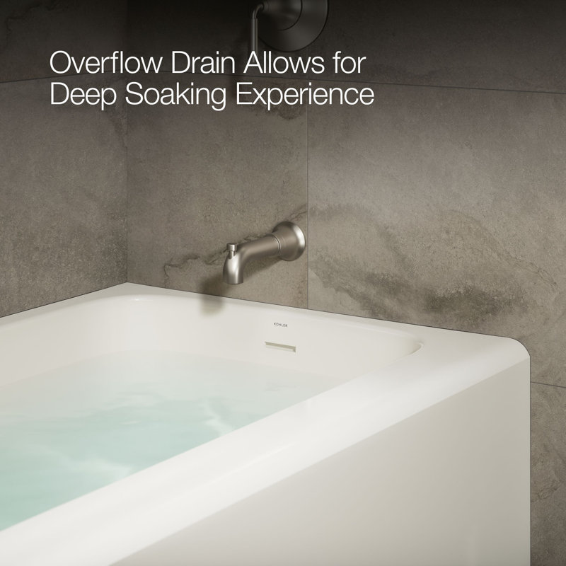 Avec 60 In. X 32 In. Alcove Bath, Right Drain, Right, Off White