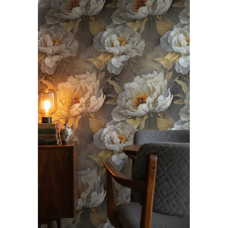 Papier peint floral, rouleau double amovible élégant et rétro