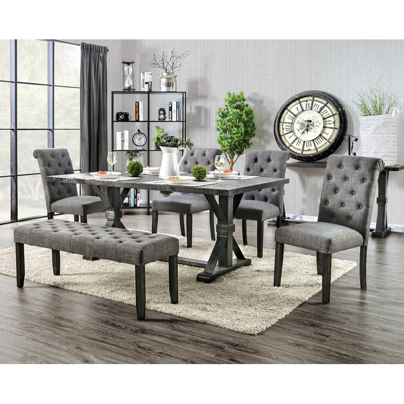 71.6" W Rustic Dining Table, Antique Black