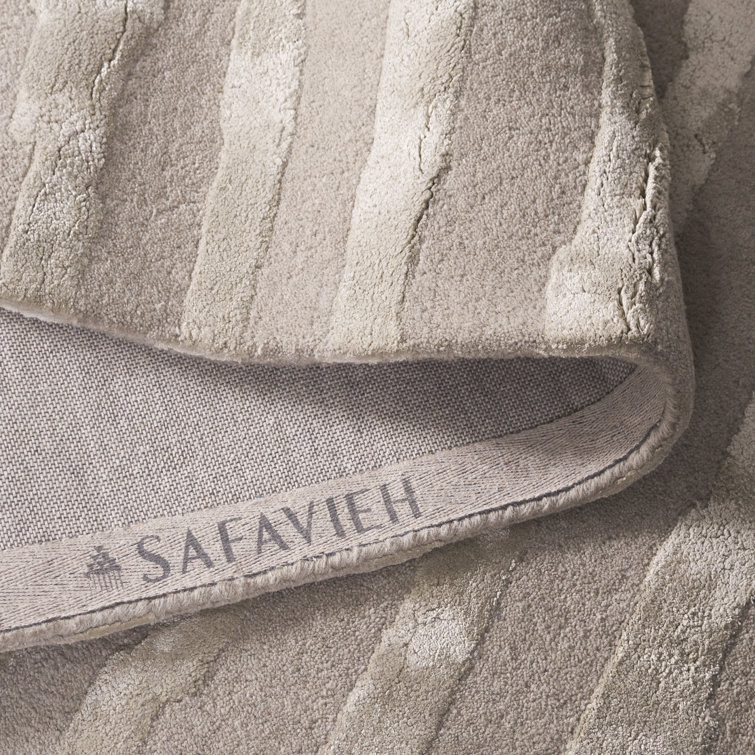 Claudiane Hand Tufted Wool/Cotton/Viscose Striped Rug in Gray