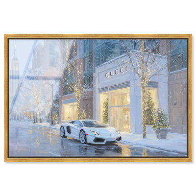 NYC in the Winter Store, impression sur toile encadrée par Art Remedy, cadre doré, 15 x 10