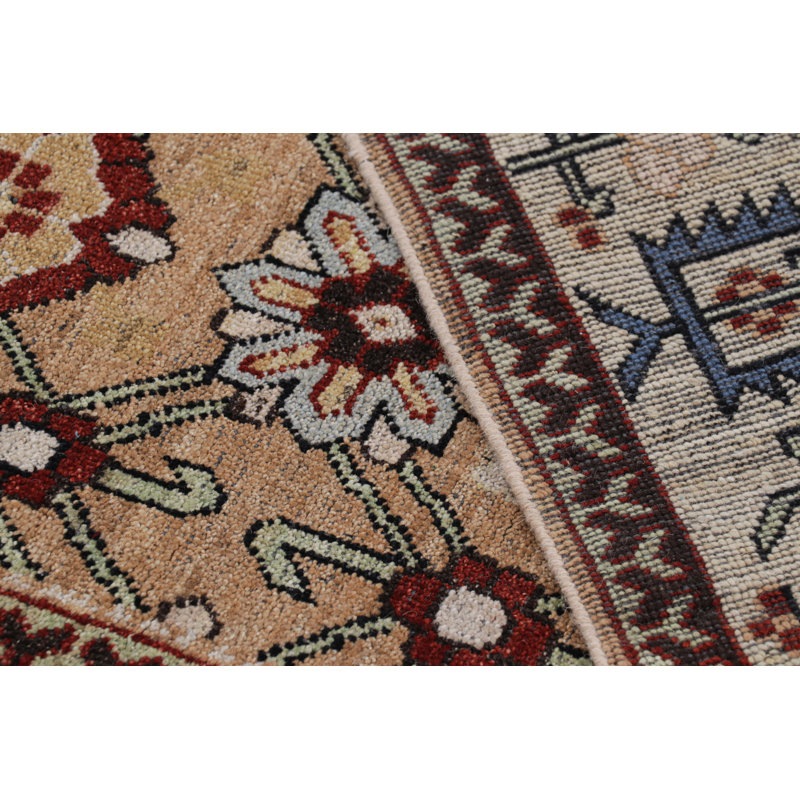 Burano Hand Knotted Wool Floral Area Rug, Runner 3' x 10'