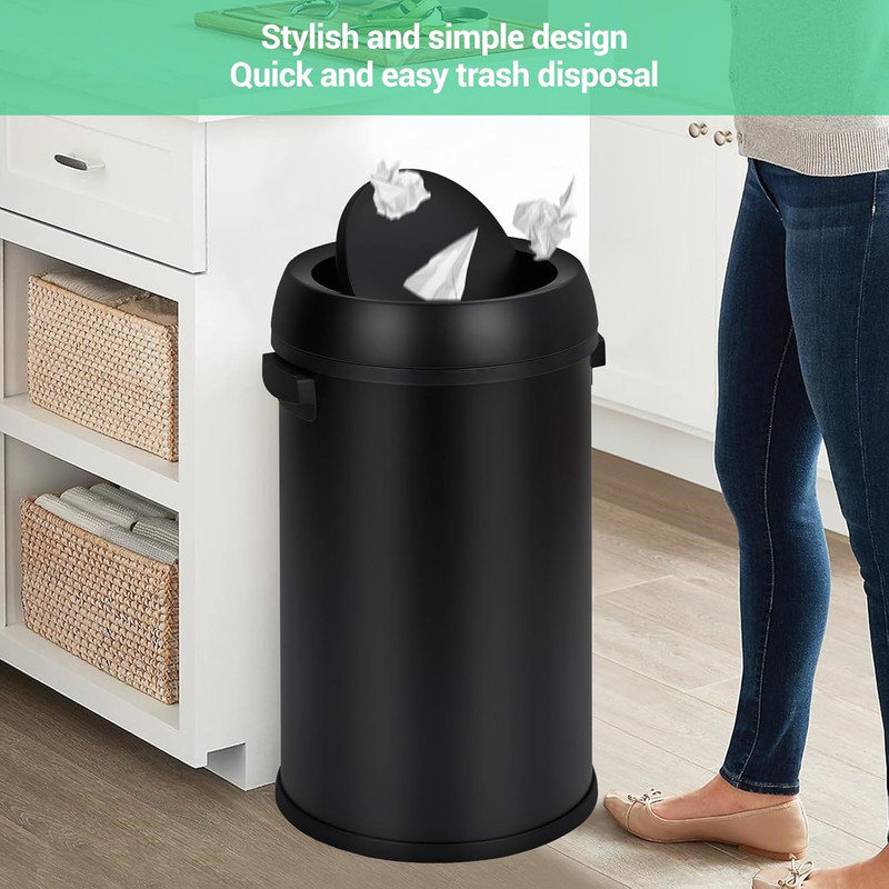 Poubelle à couvercle pivotant en acier inoxydable 17 gallons / 65 litres avec couvercle pivotant
