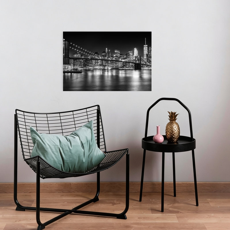 Affiche murale moderne abstraite représentant les lumières du pont de Brooklyn, H 16 po x l 24 po