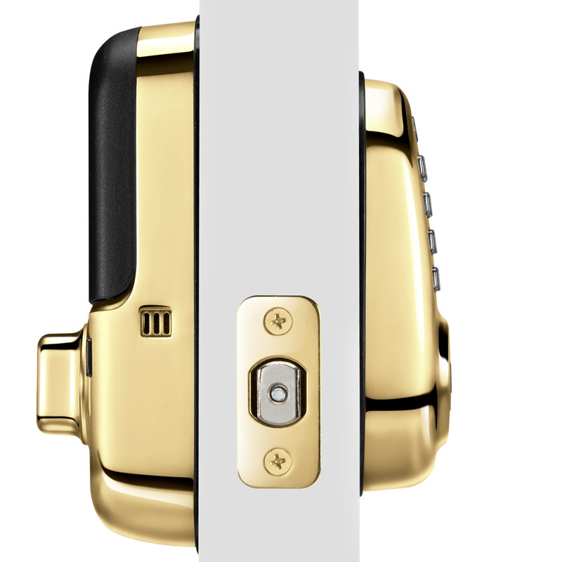 Assure Lock Push Button Deadbolt with ZigBee, Bright Brass