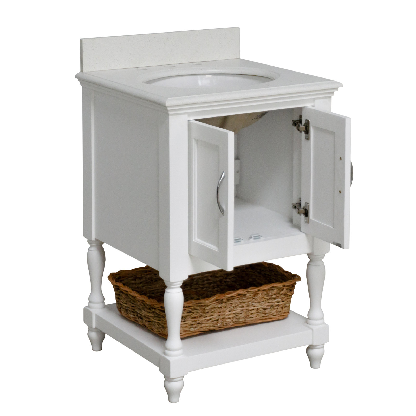 24'' Single Bathroom Vanity, White, Quartz