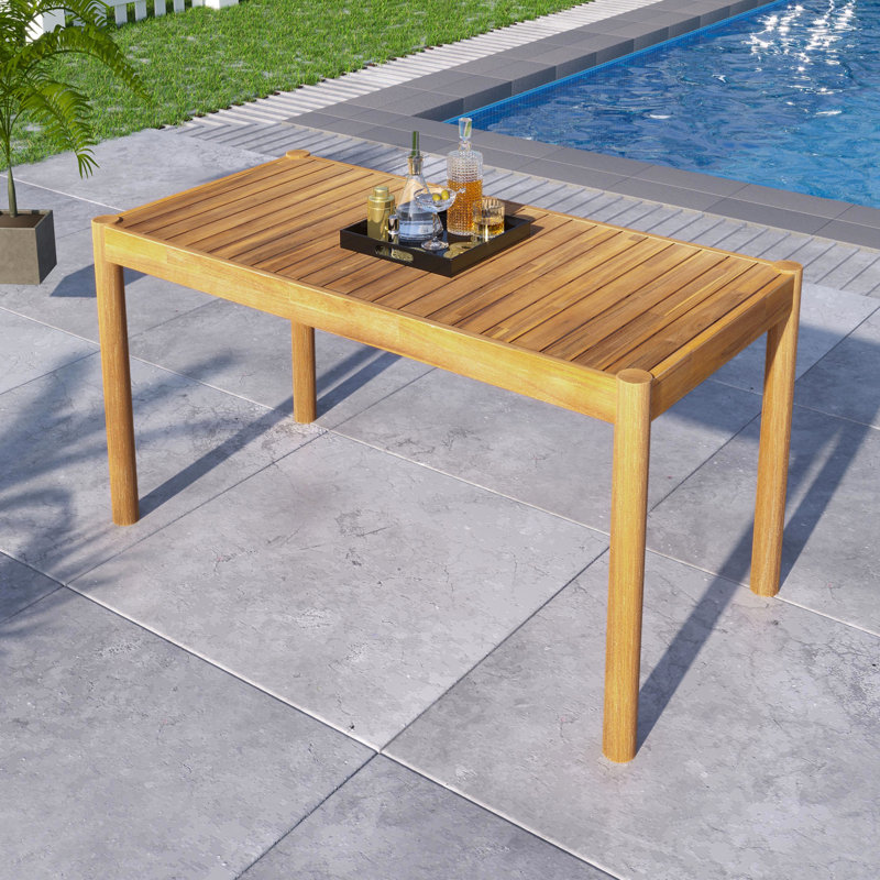 Table en bois pour l'extérieur -, pouvant accueillir plusieurs personnes, patio en bois facile d'entretien, structure stable
