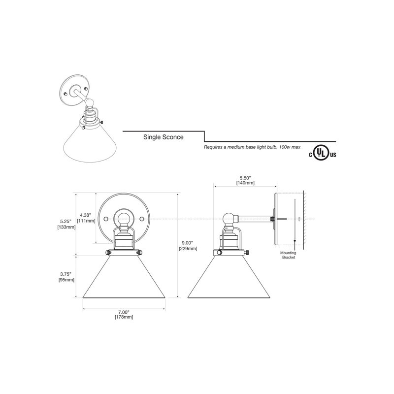 Cafe 1-Light Bath Sconce | Bathroom Vanity Lighting Fixture | Wall Mount Single Light With Frosted Glass Shade, Bronze