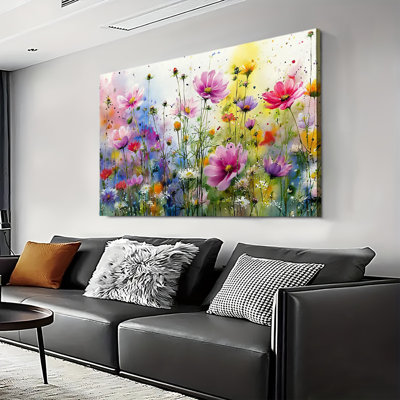 Grande galerie d'art sur toile tendue, œuvre florale sur toile pour le salon et la chambre à coucher