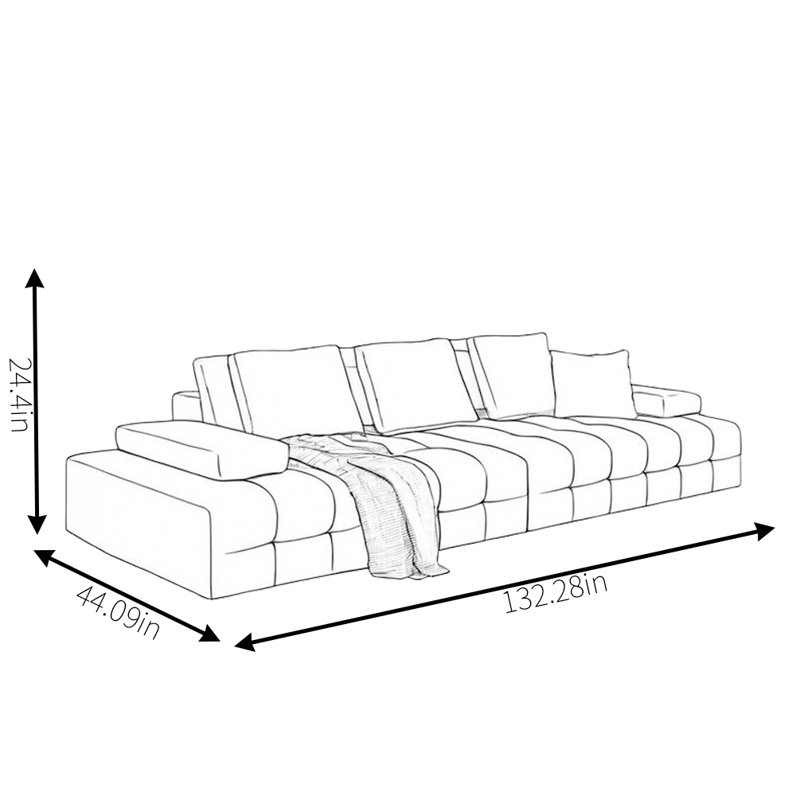 Canapé moderne simple en cuir, 4, H 24,4 po x l 138,28 po x P 44,09 po