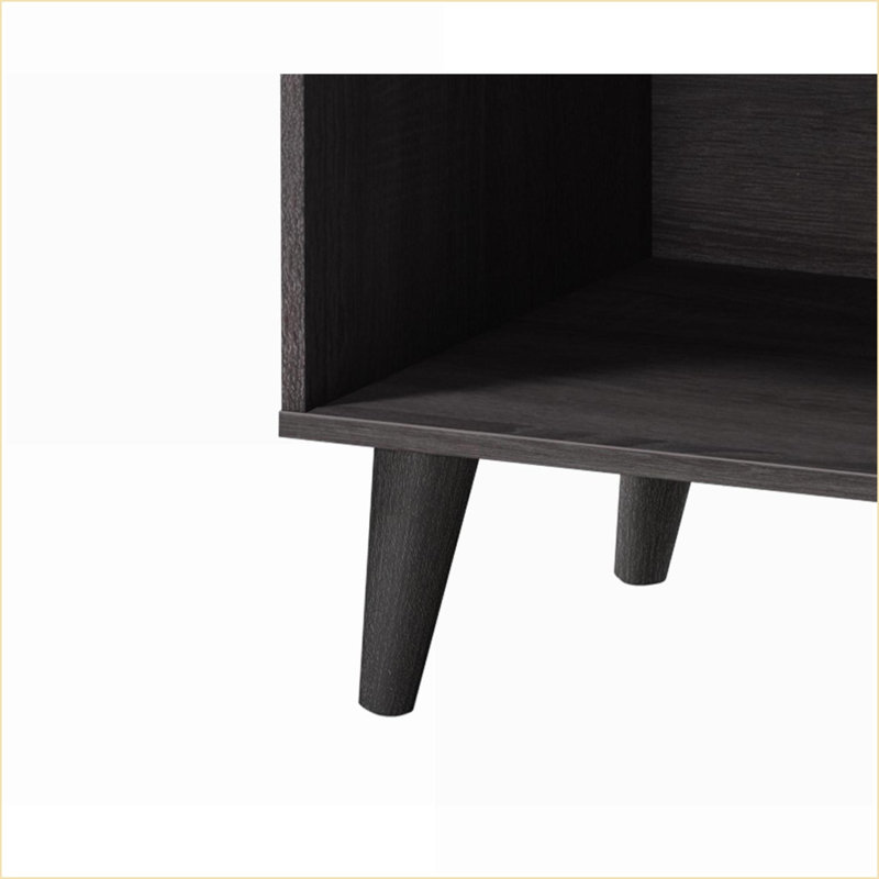 TV Furniture | Mid-Century Modern TV Stand with 2 Shelves &amp; 1 Cabinet for TVs up to 47.3" | Brown | Wood, Dark Brown