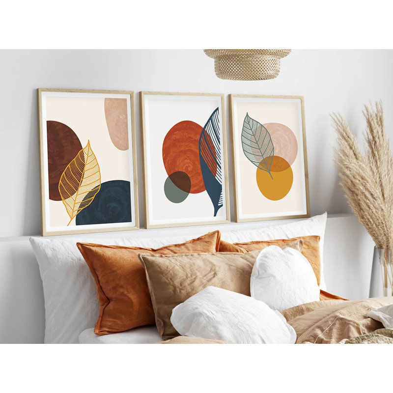 Élégantes peintures décoratives en panneau de fibres à densité moyenne (3 pièces), 13,8 x 19,7 pouces | 100% panneau de fibres à densité moyenne avec une épaisseur de 3 mm, cadres en bois massif avec une épaisseur de 1,0 pouce | Parfait pour le salon, la chambre à coucher et le bureau, design élégant et moderne