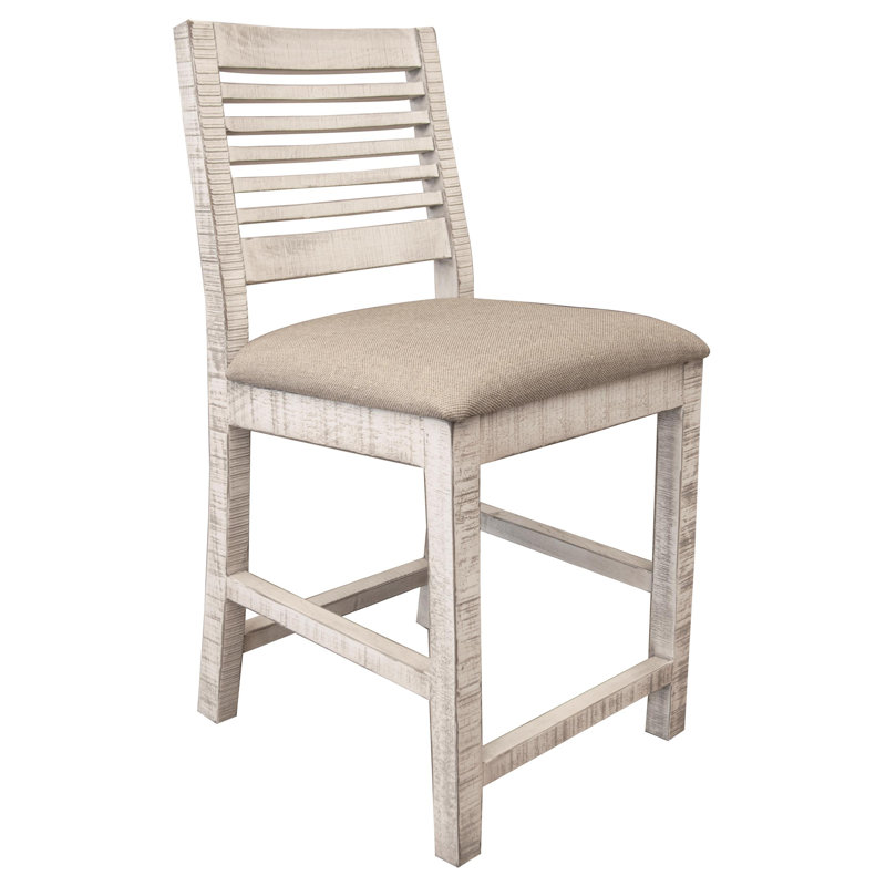 Tabouret de bar en pierre 24 po avec finition ivoire et assise en tissu