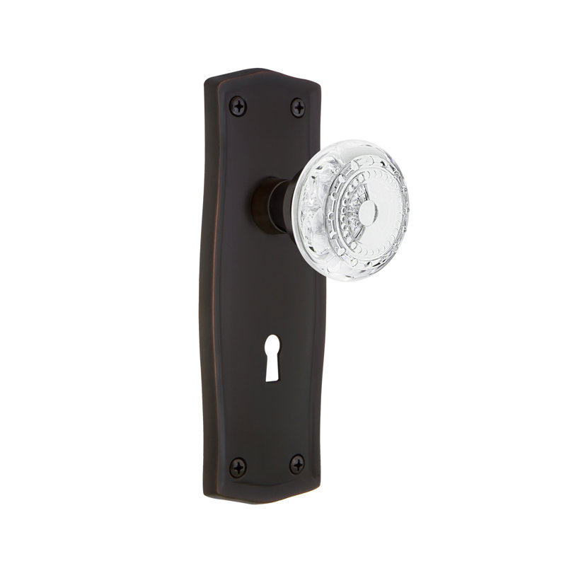 Prairie Plate with Decorative Keyhole and Crystal Meadows Knob, 2-3/4”, Timeless Bronze