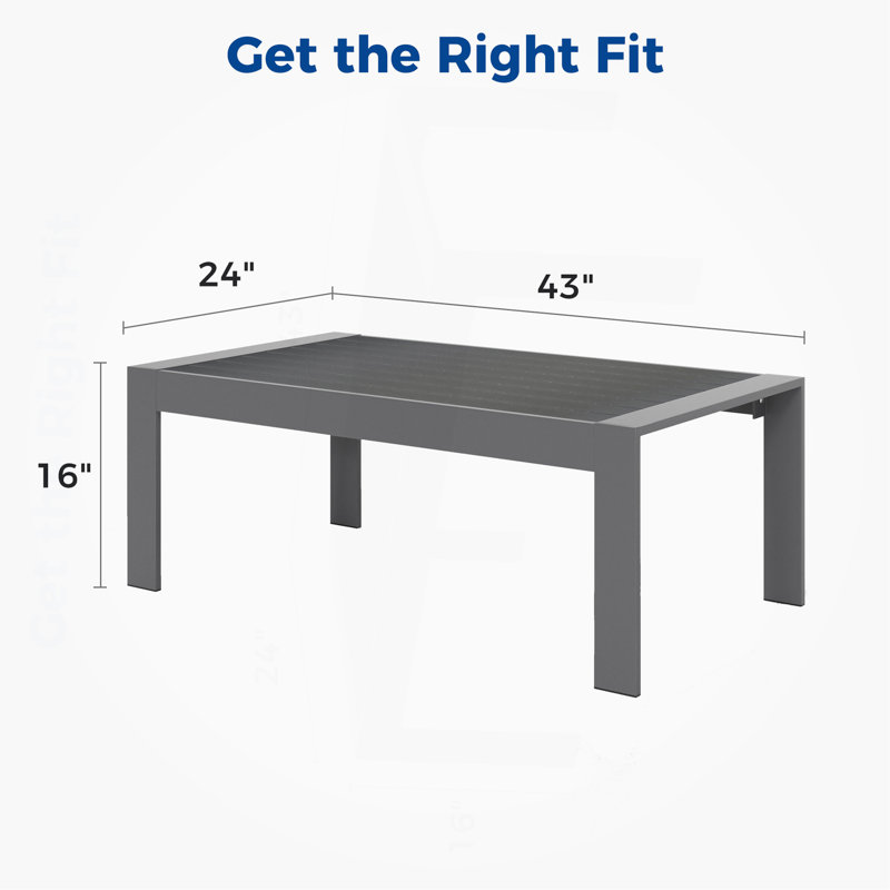 Table basse d'extérieur en aluminium toutes saisons, Gris