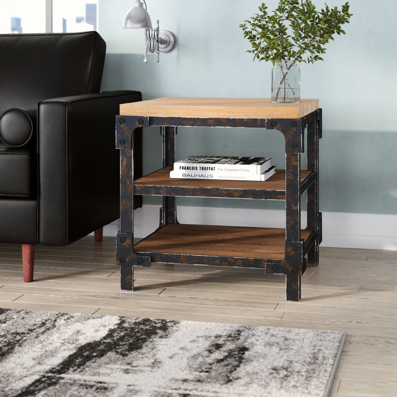 Table de bout en bois massif avec rangement Hochstetler
