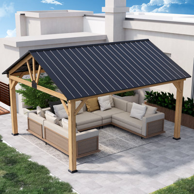 13 Ft. W x 15 Ft. D Solid Wood Patio Gazebo