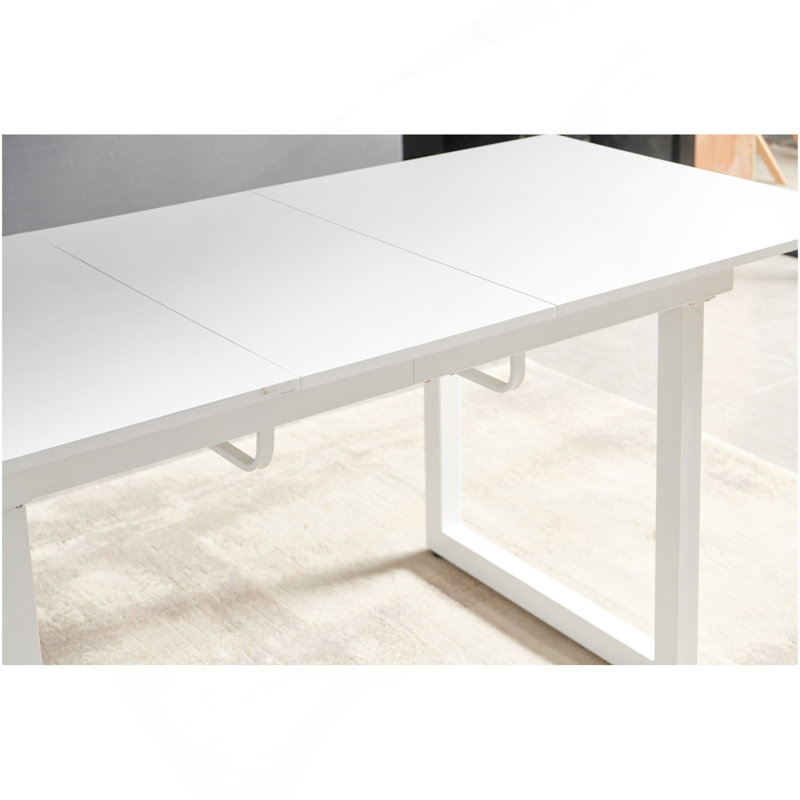Extendable Dining Table, White, White, 29.13" H x 70.86" W x 31.49" D