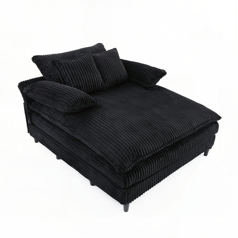 Méridienne rembourrée Corduroy, Noir, noir, noir, noir